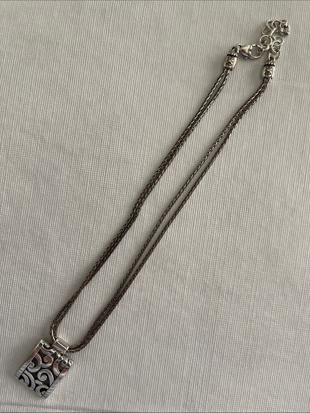 Brighton Silver-Tone Double Strand Scroll Pendant Necklace